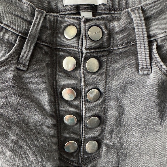 Frame Le High Skinny Jeans Button Fly Denim High Rise Gray Stretch cotton pocket - Picture 4 of 11